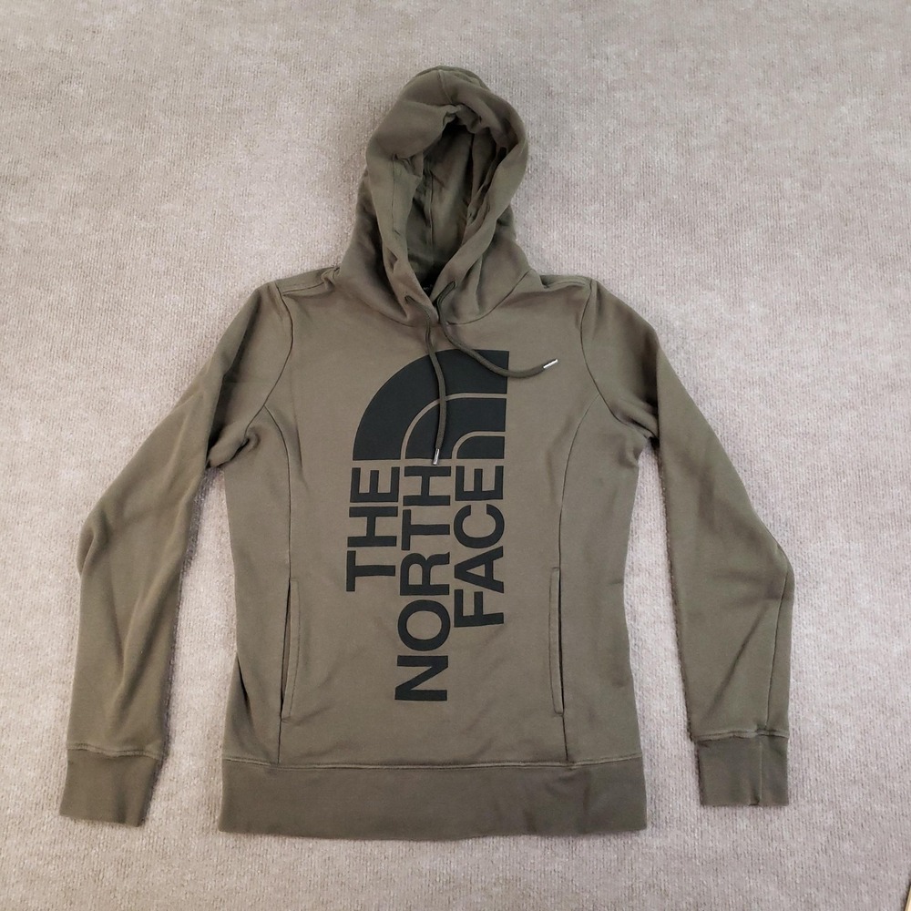 North Face Hoodie Womens Small Olive Green Pullover Logo Sweatshirt FA19 A3X6W